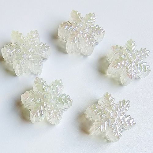 10個】縦穴 オーロラ 雪の結晶 パーツ ハンドメイド ビーズ 材料 DIY k