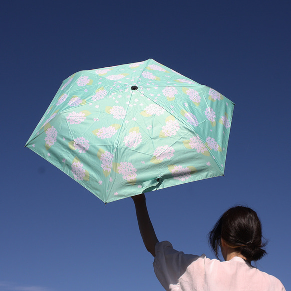 あじさい洋傘 季節をより楽しめるレディース折りたたみ傘！晴雨兼用雨傘8本骨55cm