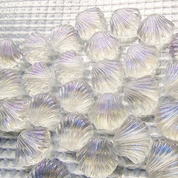 【40個】縦穴　貝型　オーロラ　パーツ　ハンドメイド　ビーズ　材料　DIY  k/貝 2枚目の画像