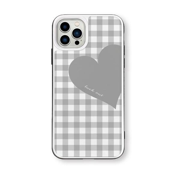 Big Heart♡ギンガムチェック　パステルカラー　強化ガラスケース　iPhoneケース 12枚目の画像