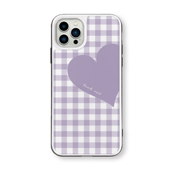 Big Heart♡ギンガムチェック　パステルカラー　強化ガラスケース　iPhoneケース 8枚目の画像