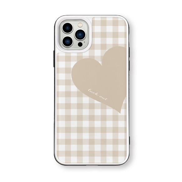 Big Heart♡ギンガムチェック　パステルカラー　強化ガラスケース　iPhoneケース 11枚目の画像
