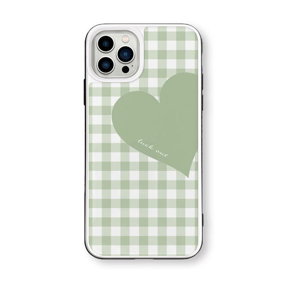 Big Heart♡ギンガムチェック　パステルカラー　強化ガラスケース　iPhoneケース 10枚目の画像