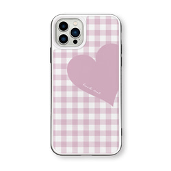 Big Heart♡ギンガムチェック　パステルカラー　強化ガラスケース　iPhoneケース 9枚目の画像