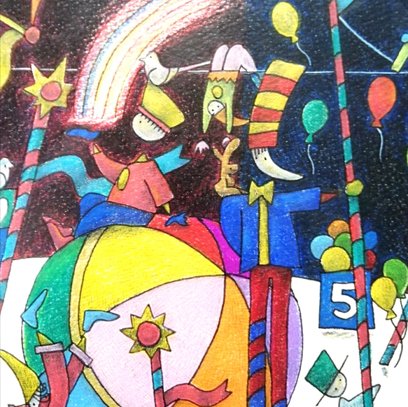 サーカス小屋のリハーサル　イラスト原画 