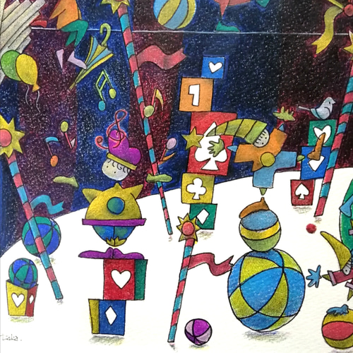 サーカス小屋のリハーサル イラスト原画 イラスト takaakikaji 通販