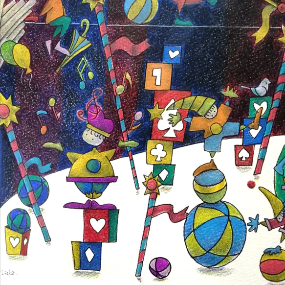 サーカス小屋のリハーサル　イラスト原画 