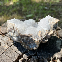 メキシコチワワ州産　蛍光ジオード　トランカスジオード　母岩つき水晶ジオードクラスター／墨西哥　荧光晶洞　 3枚目の画像