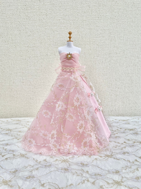 【期間限定価格】ウェディングドレスのリングピロー／アクセサリーラック〈ピンク ver〉 2枚目の画像