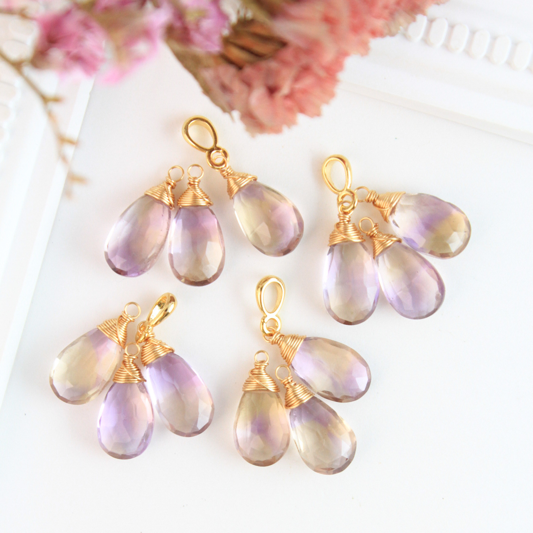 【福袋】超希少 天然・非加熱　アメトリン　耳飾り・ネックレス