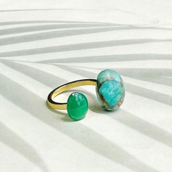 Fork Ring- Amazonite×Green Onyx（フォークリング-アマゾナイト×オニキス） 1枚目の画像