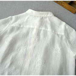 4色 シャツ 麻 シャツ レディース 刺繍 トップス シャツブラウス レディース 長袖 リネン 綿麻 ゆったり 薄手 8枚目の画像