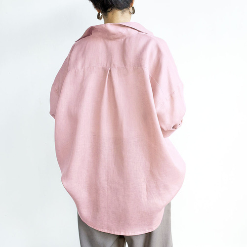 リネンオーバーシルエットシャツ(ピンク) シャツ ngaco リネンオーバーシルエットシャツ(ピンク) シャツ ngaco