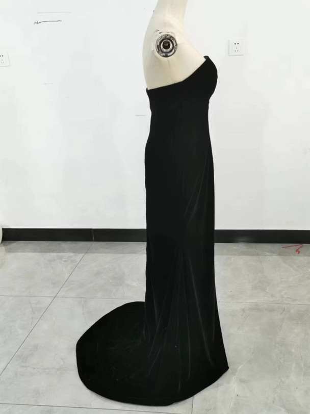 送料無料！ 人気上昇！黒  ビロード カラードレ ベアトップ   /結婚式/披露宴