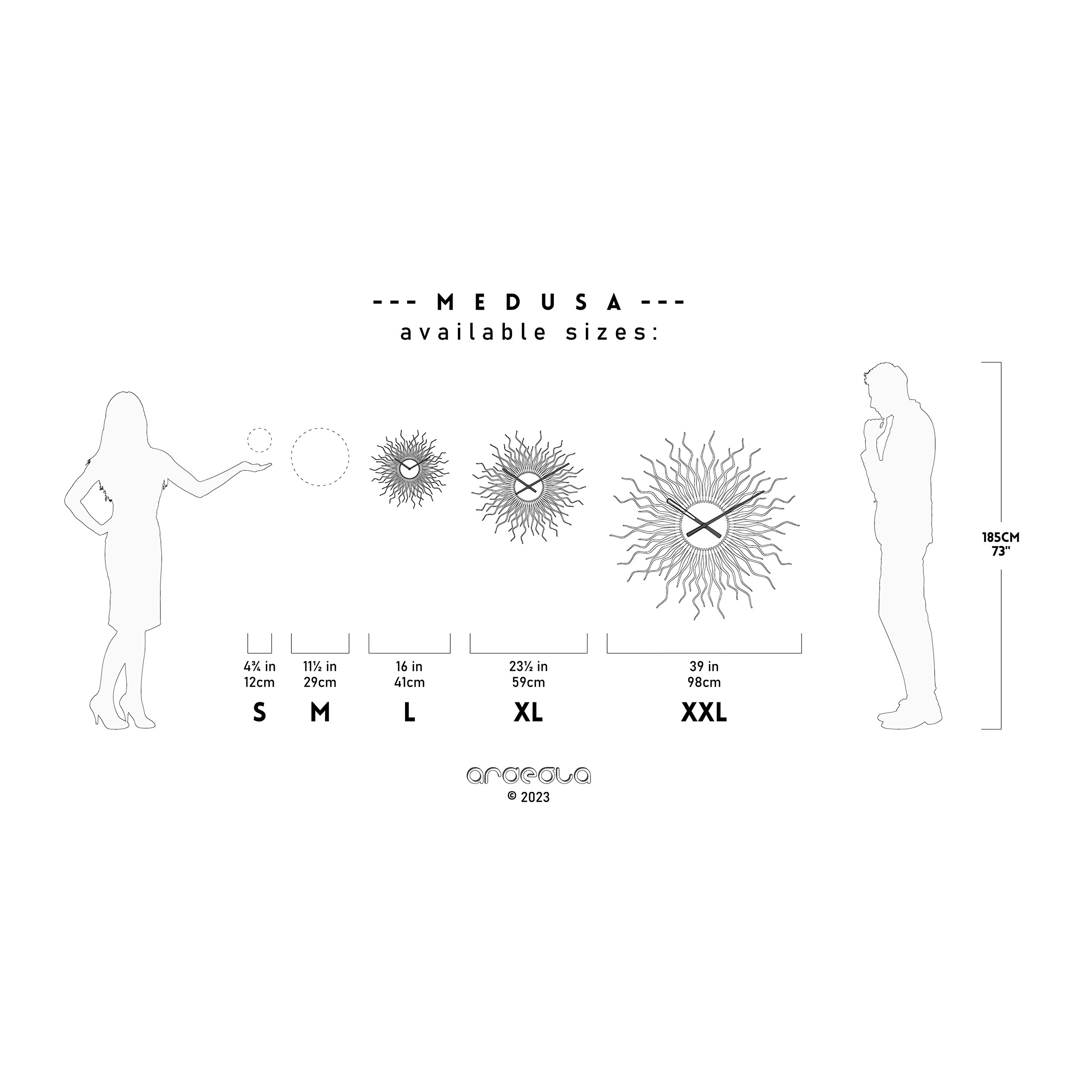 木製ウォールクロックMedusaパープル - 41/ 59 / 98cm紫色のモダンなオーガニックウォールクロック
