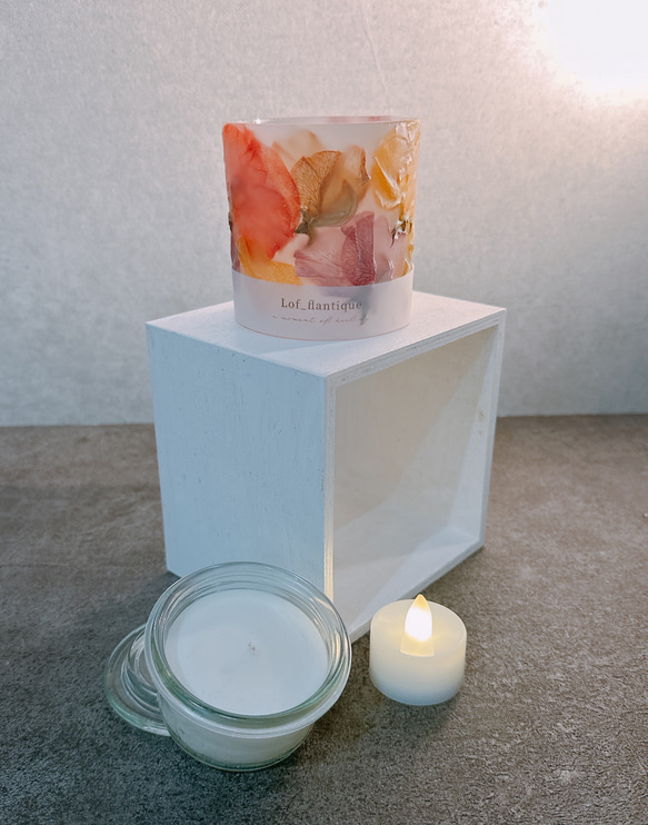 Botanical flower candle(アンティークスイートピー)LEDティーライトキャンドル付き 送料無料 3枚目の画像