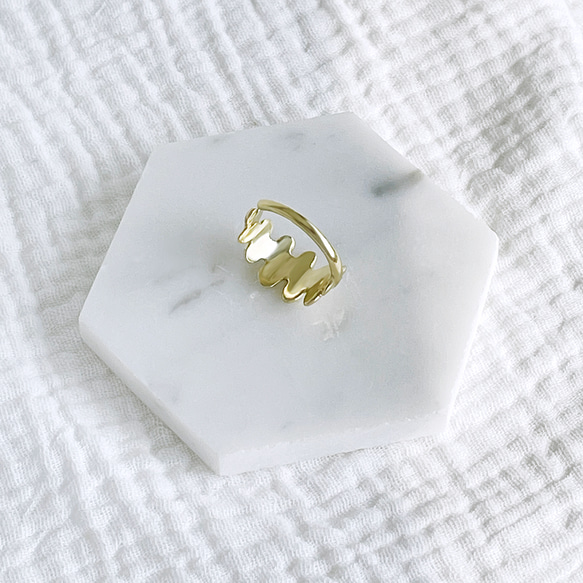 【 Cami Handicraft 】フィッシュボーンサボテン真鍮指輪 9枚目の画像