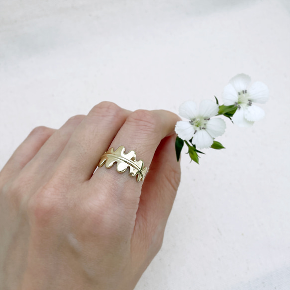 【 Cami Handicraft 】フィッシュボーンサボテン真鍮指輪 7枚目の画像