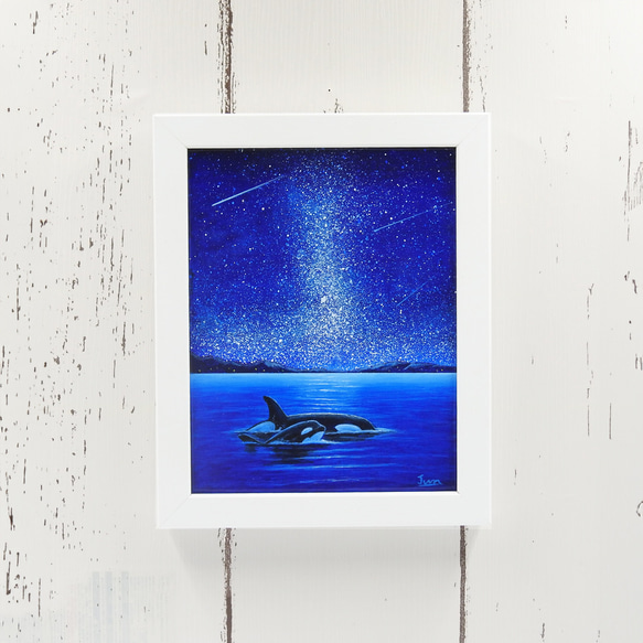 アクリル絵画原画　一点物 一点物｜原画「青い星」 ※18角額縁入り 水彩 アクリル 絵画 | 絵