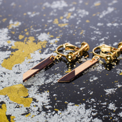 寄木端材の耳飾り 両子持縞【唯我独尊】 3枚目の画像