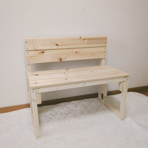 国産杉 無垢材 ニス塗装 折りたたみベンチ カフェ屋さん