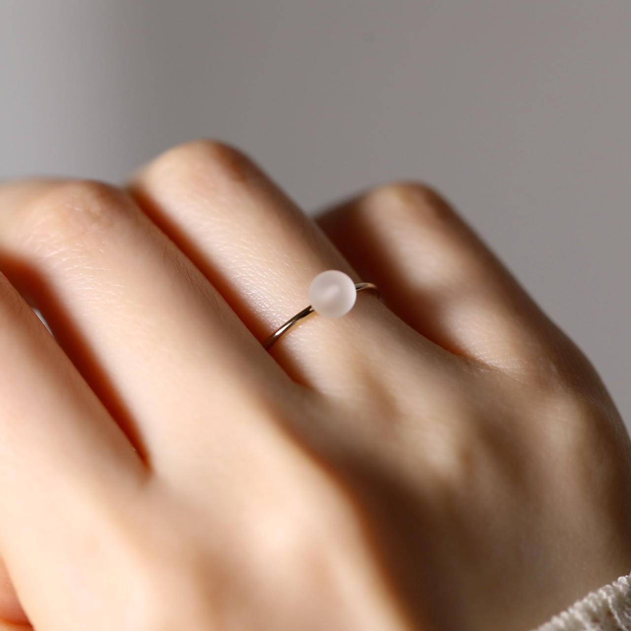 14kgf◇ natural stone 天然石クォーツのリング　“フロスト”  〈r_17qz-14kgf〉