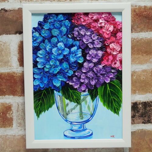 油絵 絵画 【アジサイの花】 油絵 絵画【アジサイの花】 絵画 HR 通販 15903734｜Creema