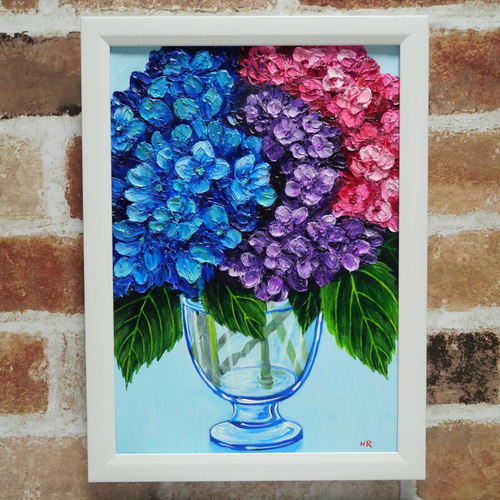 油絵 絵画 【アジサイの花】 油絵 絵画【アジサイの花】 絵画 HR 通販 15903734｜Creema