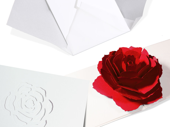 花のポップアップグリーティングカード〈レッドローズ〉forバースデー・ウェディング・母の日・クリスマス 4枚目の画像
