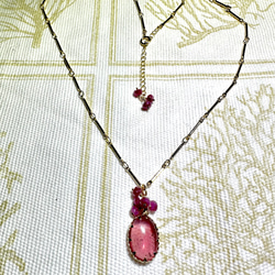 14kgf ルビー カボション ボタンカット ネックレス ネックレス