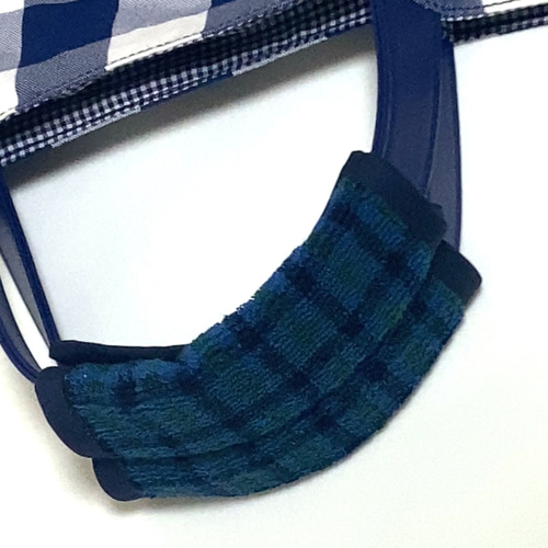 パイル地チェックのバッグハンドルカバー/鞄持ち手カバーデニムバッグ