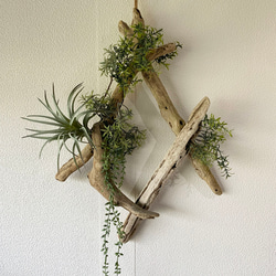 流木×フェイクグリーンウォールアレンジA【スワッグ】【壁飾り】【流木