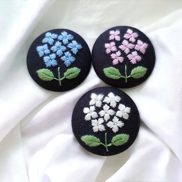 あじさい 立木 刺繍 ブローチ 1枚目の画像