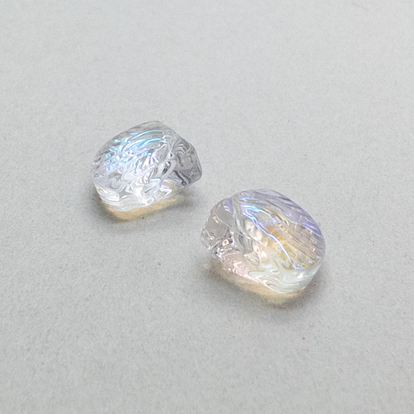 ＊20粒＊ ガラスビーズ ホタテ 横穴 10x10.5mm クレオ穴 クリアAB bz098 2枚目の画像