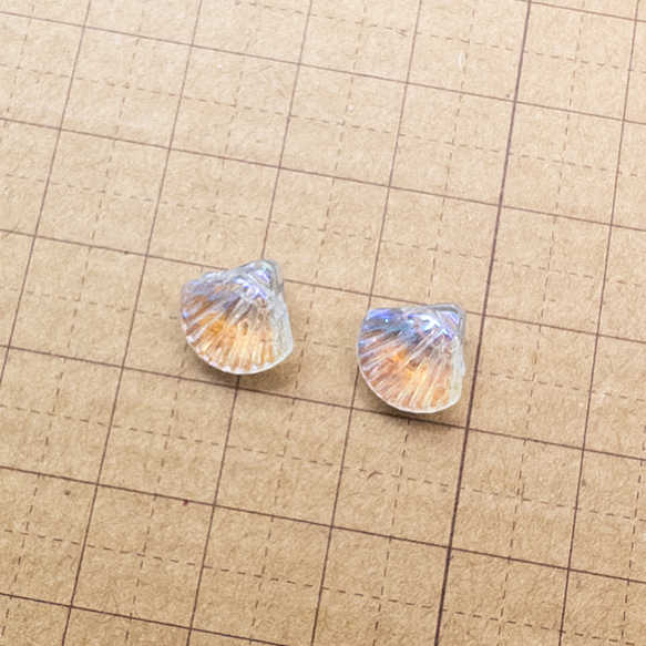 ＊20粒＊ ガラスビーズ ホタテ 横穴 10x10.5mm クレオ穴 クリアAB bz098 4枚目の画像