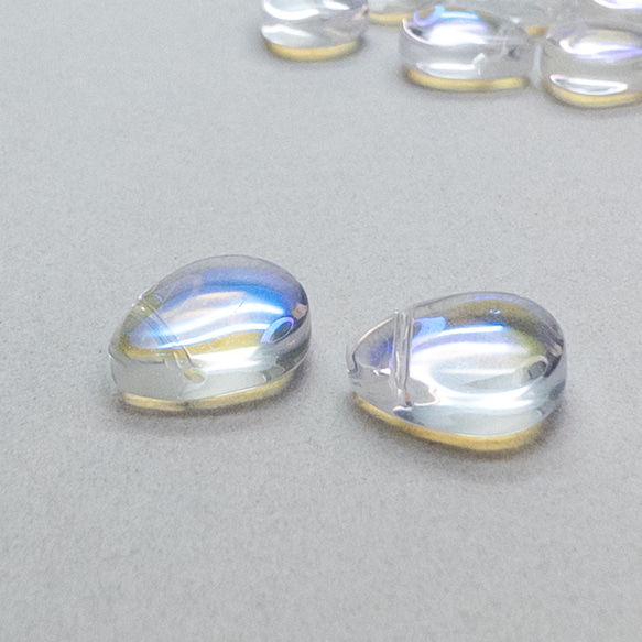 ＊20粒＊ ガラスビーズ ティアドロップ 横穴 12.5x10.5mm クレオ穴 クリアAB bz099 2枚目の画像