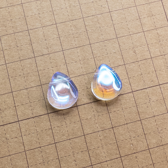 ＊20粒＊ ガラスビーズ ティアドロップ 横穴 12.5x10.5mm クレオ穴 クリアAB bz099 6枚目の画像