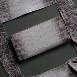 ヒマラヤタロコダイル手作りラウンドファスナー長財布　手縫い手作り長い財布 2枚目の画像