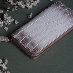 ヒマラヤタロコダイル手作りラウンドファスナー長財布　手縫い手作り長い財布 1枚目の画像