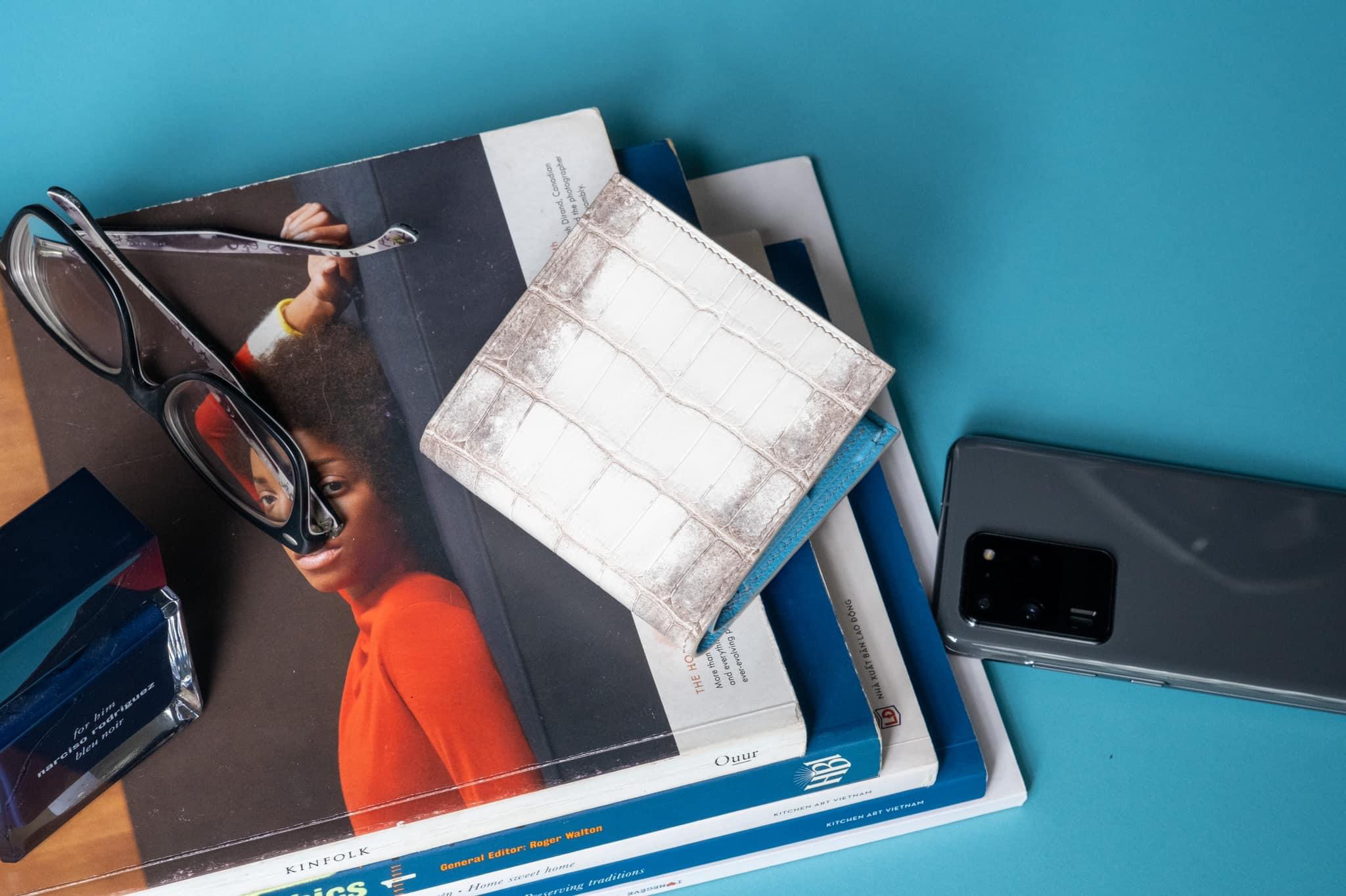 ヒマラヤワニ革使用２つ折り財布　カラーオーダー