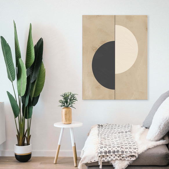 北欧キャンバスアート_アンティークアブストラクト half-moon