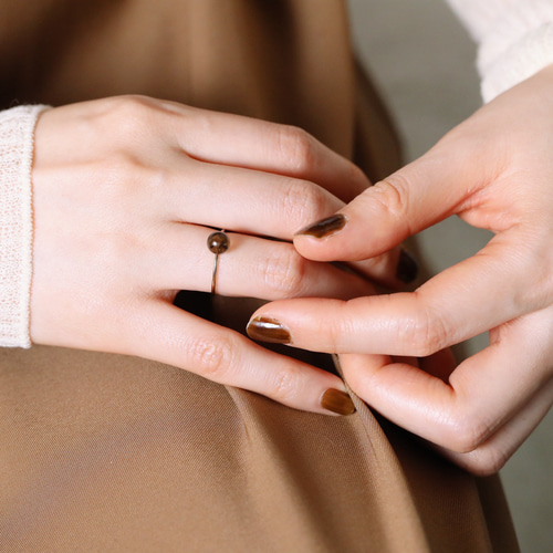 K18◇natural stone 天然石スモーキークォーツのリング 金属アレルギー