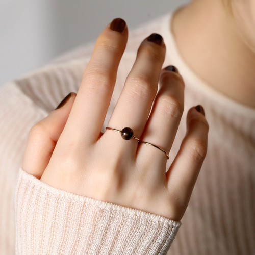 K18◇natural stone 天然石スモーキークォーツのリング 金属アレルギー