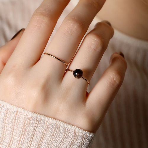 K18◇natural stone 天然石スモーキークォーツのリング 金属アレルギー