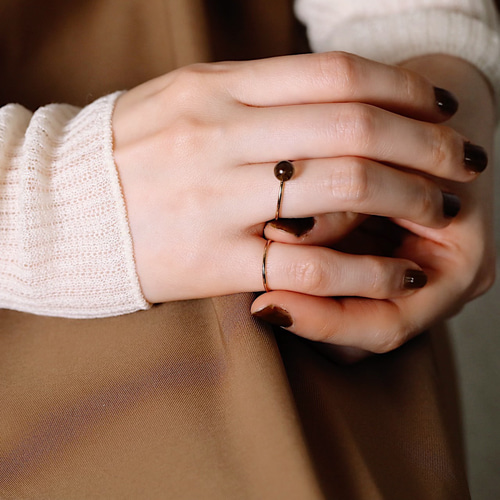 K18◇natural stone 天然石スモーキークォーツのリング 金属アレルギー