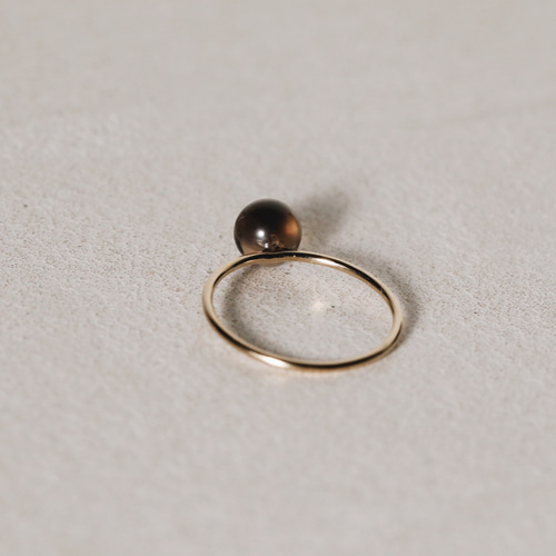 K18◇natural stone 天然石スモーキークォーツのリング 金属アレルギー