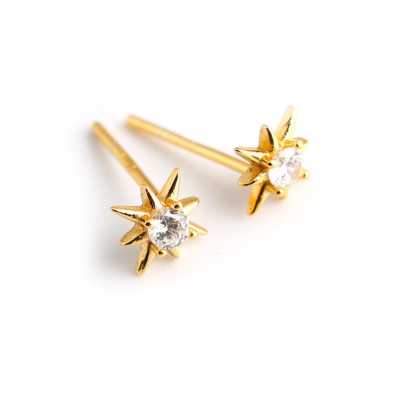 K18 18金　フックピアス　星　スター　キュービックジルコニア　♡ ピアス 星 スター キュービックジルコニア k18イエローゴールド