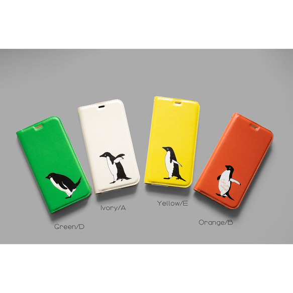 ★手帳型ケース★ ファーストペンギン（オレンジ）★iPhone15Pro〜各種♪iPhoneケース 5枚目の画像