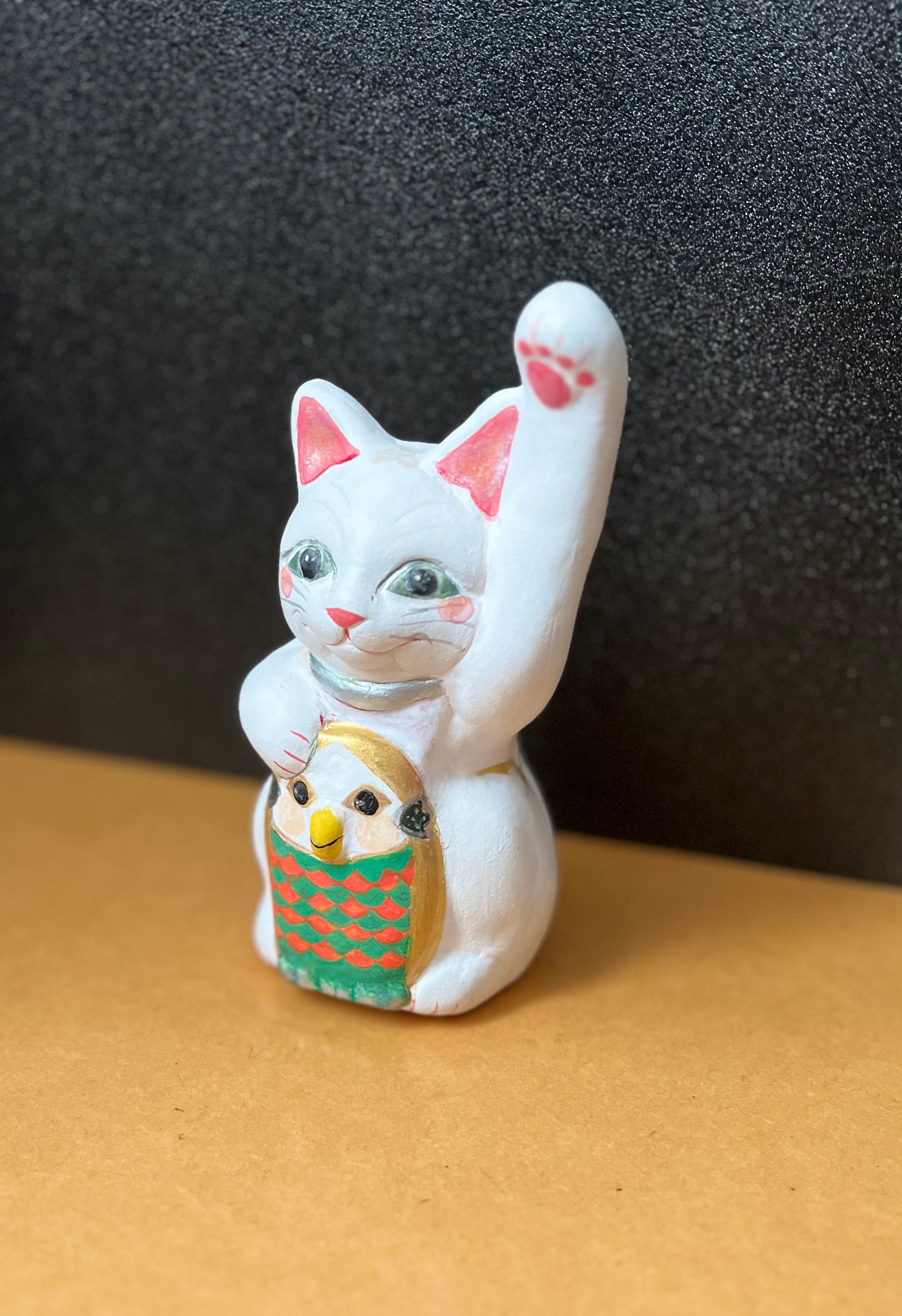 縮緬創作人形　招き猫 ①【ねこの創作人形】まねき猫 ちりめん細工 縮緬細工 和雑貨 猫