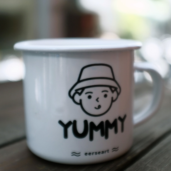 【24小時快速出貨】露營Yummy男 琺瑯杯 露營杯 附手提小袋 第5張的照片